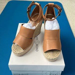 Treasure & Bond Sannibel Platform Wedge Sandal Tan Leather 7.5 M